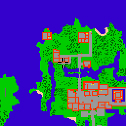 Minimap showing the entrance to Fibula Village, Bar