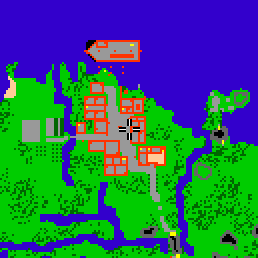 Minimap showing the entrance to Greenshore Village, Shop