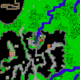 Minimap showing the entrance to The Farms 6, Fishing Hut